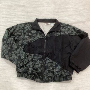 Vintage Black and White Reebok Zip-up Nylon Warm-up Jacket - Medium